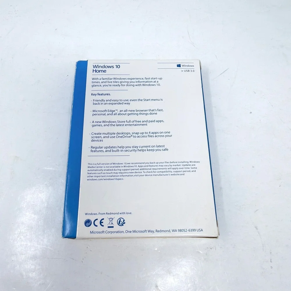 Microsoft Windows 10 Home Full Version USB 32/64-Bit English  White